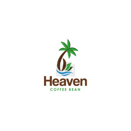Téléchargez les illustrations : Modern Heaven Coffee Bean Tree Wave logo design Illustration vectorielle adapté pour Boisson Café restaurant beaucoup plus - en licence libre de droit
