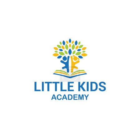 Modern Colorful LITTLE KIDS ACADEMY logo design Vector illustration suitable for kindergarten child school many more