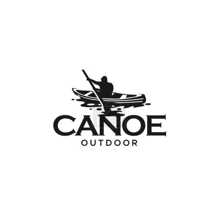 Illustration for Flat silhouette CANOE OUTDOOR Boat logo design Vector illustration suitable for transportation water expedition many more - Royalty Free Image