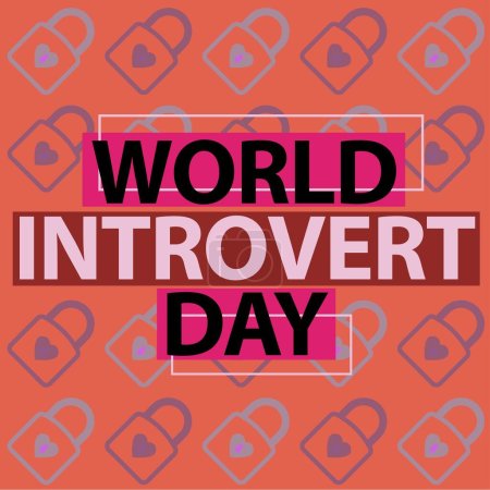Vector banner design celebrating world Introvert day on the 2nd of January with a heat inside a lock pattern to represent solitude. Background design to celebrate introversion and being an Introvert.
