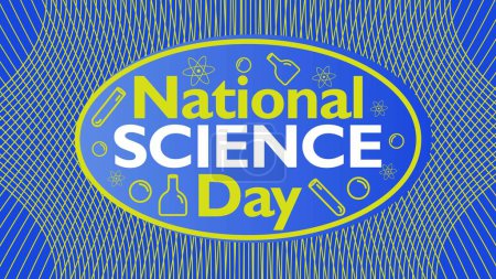 Illustration for National Science Day banner vector design celebrated on February every year. Background illustration with geometric shapes and vibrant colors celebrating National Science Day. - Royalty Free Image
