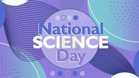 Illustration for National Science Day banner vector design celebrated on February every year. Background illustration with geometric shapes and vibrant colors celebrating National Science Day. - Royalty Free Image