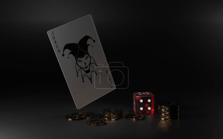 Photo for Casino poker blackjack baccarat dice craps  Metal 3d render 3d rendering illustration - Royalty Free Image