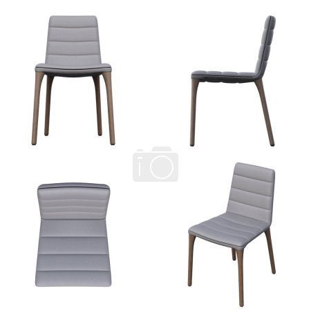 Foto de Conjunto de sillas aisladas sobre fondo blanco, proyecciones isométricas 3D - Imagen libre de derechos