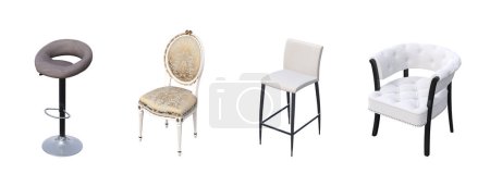Photo for Set of chairs isolated on white background, 3D projections - Royalty Free Image