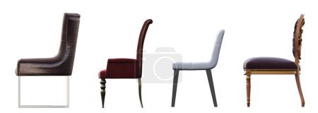 Foto de Conjunto de sillas aisladas sobre fondo blanco, vista lateral - Imagen libre de derechos