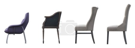 Téléchargez les photos : Ensemble de chaises isolées sur fond blanc, vue latérale - en image libre de droit
