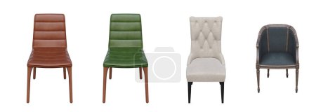 Téléchargez les photos : Ensemble de chaises isolées sur fond blanc, vue de face - en image libre de droit