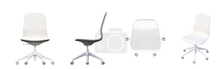 Téléchargez les photos : Ensemble de chaises isolées sur fond blanc, projections isométriques 3D - en image libre de droit