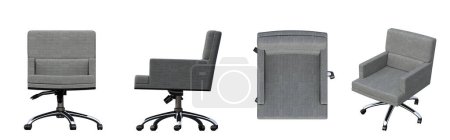 Téléchargez les photos : Ensemble de chaises isolées sur fond blanc, projections isométriques 3D - en image libre de droit