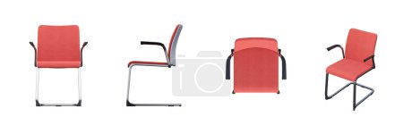 Foto de Conjunto de sillas aisladas sobre fondo blanco, proyecciones isométricas 3D - Imagen libre de derechos
