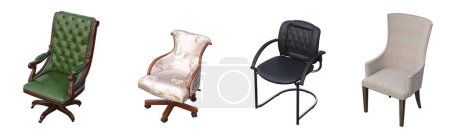 Téléchargez les photos : Ensemble de chaises isolées sur fond blanc, projections 3D - en image libre de droit