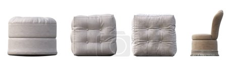 Photo for Soft poufs isolated on white background, interior furniture, 3D illustration, cg render - Royalty Free Image
