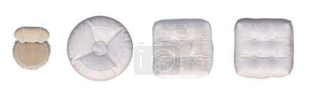 Photo for Soft poufs isolated on white background, interior furniture, 3D illustration, cg render - Royalty Free Image