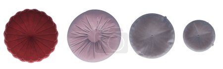 Soft poufs isolated on white background, interior furniture, 3D illustration, cg render