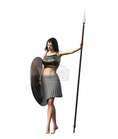 Photo for Warrior woman, isolated on white background, 3D illustration, cg render - Royalty Free Image