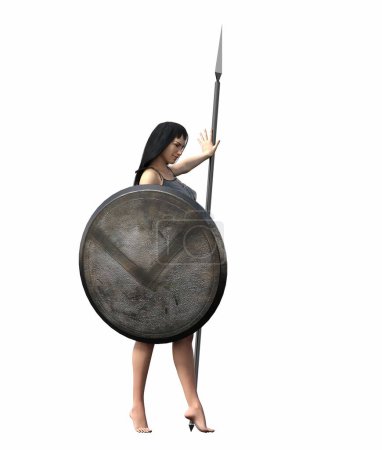 Photo for Warrior woman, isolated on white background, 3D illustration, cg render - Royalty Free Image