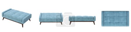 Foto de Conjunto de pufs suaves aislados sobre fondo blanco, muebles de interior, ilustración 3D - Imagen libre de derechos