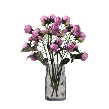 Foto de Decorative flowers and plants for the interior, isolated on white background, 3D illustration, cg render - Imagen libre de derechos