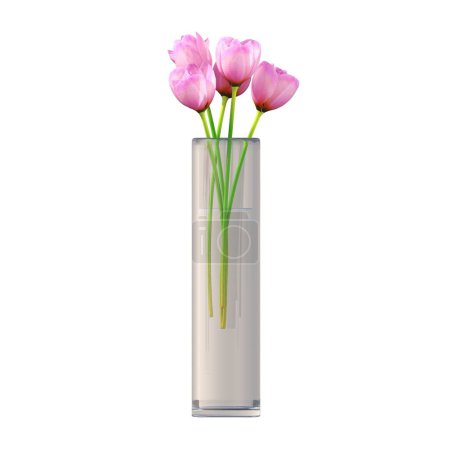 Foto de Flores y plantas decorativas para el interior, aisladas sobre fondo blanco, ilustración 3D, renderizado cg - Imagen libre de derechos