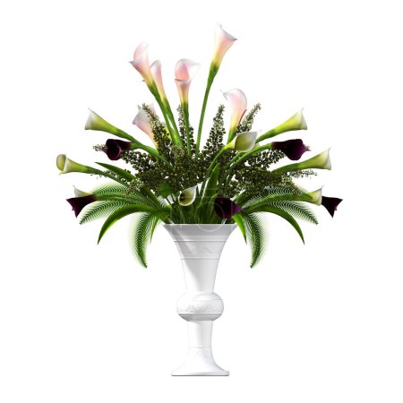 Photo for Decorative flowers and plants for the interior, isolated on white background, 3D illustration, cg render - Royalty Free Image