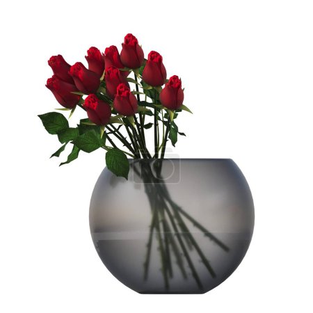 Téléchargez les photos : Fleurs et plantes décoratives pour l'intérieur, isolées sur fond blanc, illustration 3D, rendu cg - en image libre de droit
