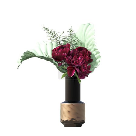 Téléchargez les photos : Decorative flowers and plants for the interior, isolated on white background, 3D illustration, cg render - en image libre de droit