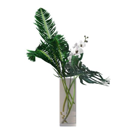 Photo for Decorative flowers and plants for the interior, isolated on white background, 3D illustration, cg render - Royalty Free Image