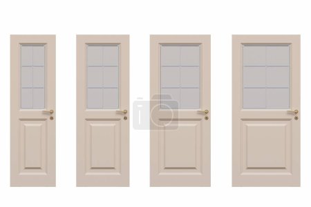Téléchargez les photos : Portes intérieures isolées sur fond blanc, mobilier d'intérieur, illustration 3D, cg render - en image libre de droit