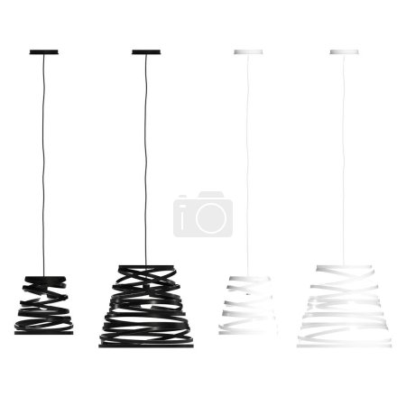 Photo for Chandeliers on the ceiling isolated on white background, hanging lamp, pendant light, 3D illustration, cg render - Royalty Free Image