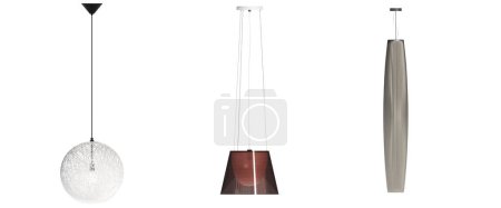 Photo for Chandeliers on the ceiling isolated on white background, hanging lamp, pendant light, 3D illustration, cg render - Royalty Free Image