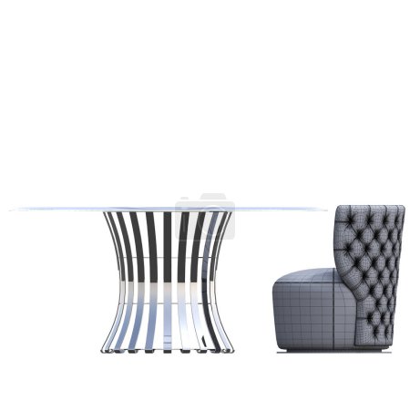 Téléchargez les photos : Tables basses isolées sur fond blanc, illustration 3D, rendu cg - en image libre de droit