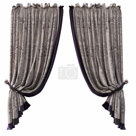 Photo for Curtains isolated on white background, interior decorations, 3D illustration, cg render - Royalty Free Image