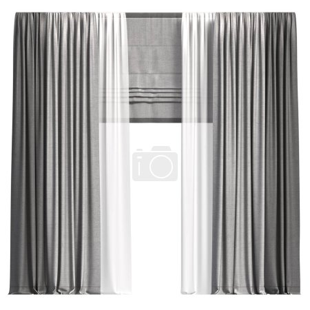 Photo for Curtains isolated on white background, interior decorations, 3D illustration, cg render - Royalty Free Image