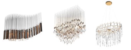Photo for Crystal chandeliers for the interior isolated on white background, home lighting, 3D illustration, cg render - Royalty Free Image