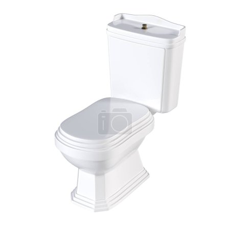 Téléchargez les photos : Lavatory pan isolated on white background, toilet, 3D illustration - en image libre de droit