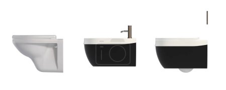 Téléchargez les photos : Lavatory pan isolated on white background, toilet, 3D illustration - en image libre de droit