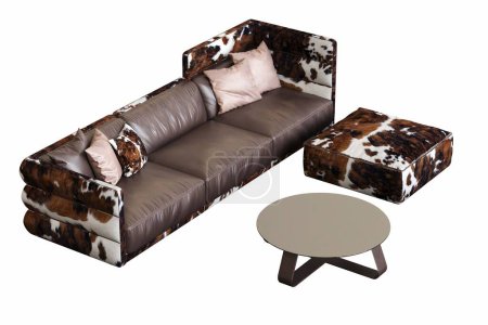 Téléchargez les photos : Sofa isolated on white background, interior furniture, 3D illustration - en image libre de droit