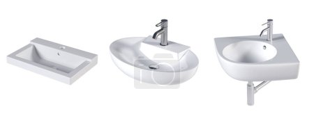Foto de Washbasin isolated on white background, sink, 3D illustration - Imagen libre de derechos