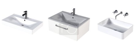 Foto de Washbasin isolated on white background, sink, 3D illustration - Imagen libre de derechos