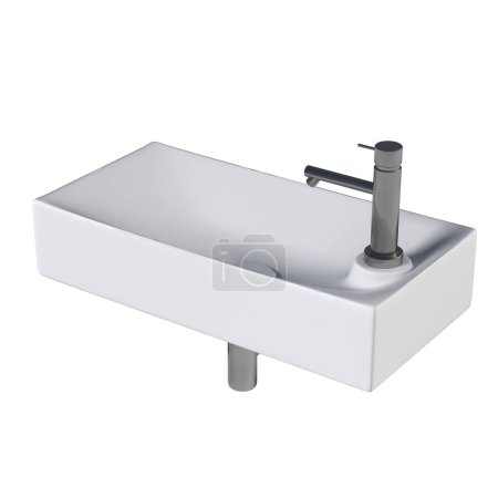 Téléchargez les photos : Washbasin isolated on white background, sink, 3D illustration - en image libre de droit