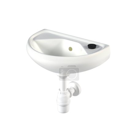 Téléchargez les photos : Washbasin isolated on white background, sink, 3D illustration - en image libre de droit