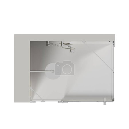 Téléchargez les photos : Cabine de douche isolée sur fond blanc, illustration 3D, rendu cg - en image libre de droit