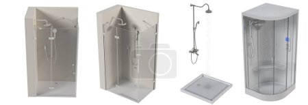 Photo for Shower cabins isolated on white background, 3D illustration, cg render - Royalty Free Image