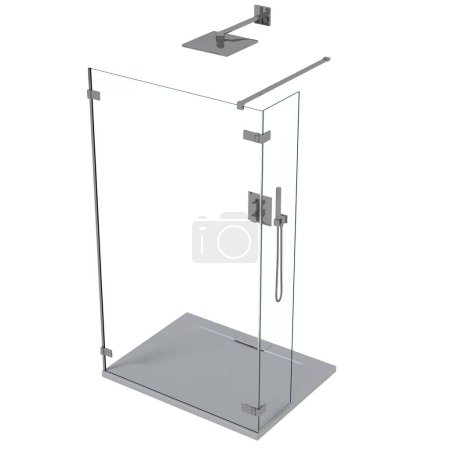 Photo for Shower cabin isolated on white background, 3D illustration, cg render - Royalty Free Image