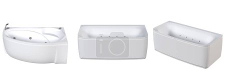 Photo for Set of bathtubs isolated on a white background, 3D illustration, and a CG render - Royalty Free Image