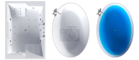Photo for Set of bathtubs isolated on a white background, 3D illustration, and a CG render - Royalty Free Image