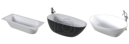 Foto de Conjunto de bañeras aisladas sobre un fondo blanco, ilustración 3D, y un renderizado CG - Imagen libre de derechos