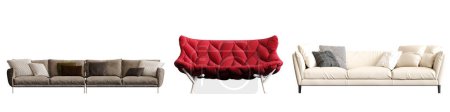 Foto de Cómodo sofá aislado sobre fondo blanco, muebles de interior, ilustración 3D - Imagen libre de derechos