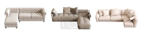 Téléchargez les photos : Canapé confortable isolé sur fond blanc, mobilier d'intérieur, illustration 3D - en image libre de droit